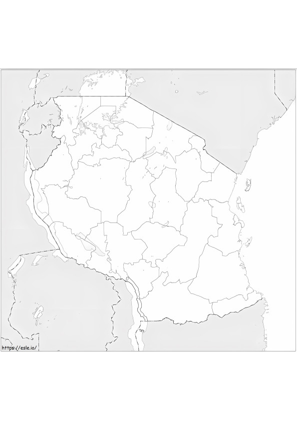 Tansanian kartta värityskuva