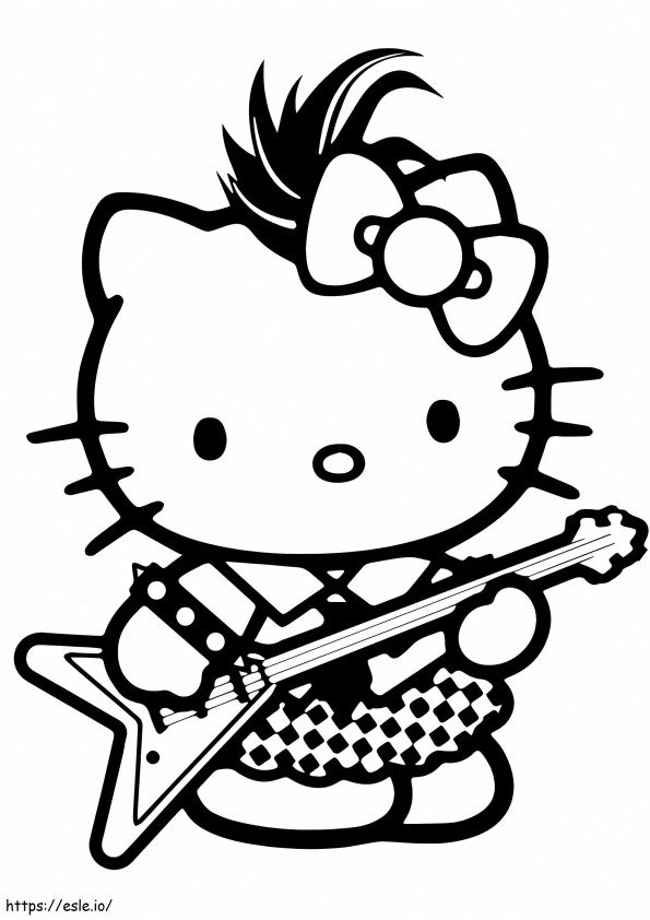 Rockstar Hello Kitty coloring page