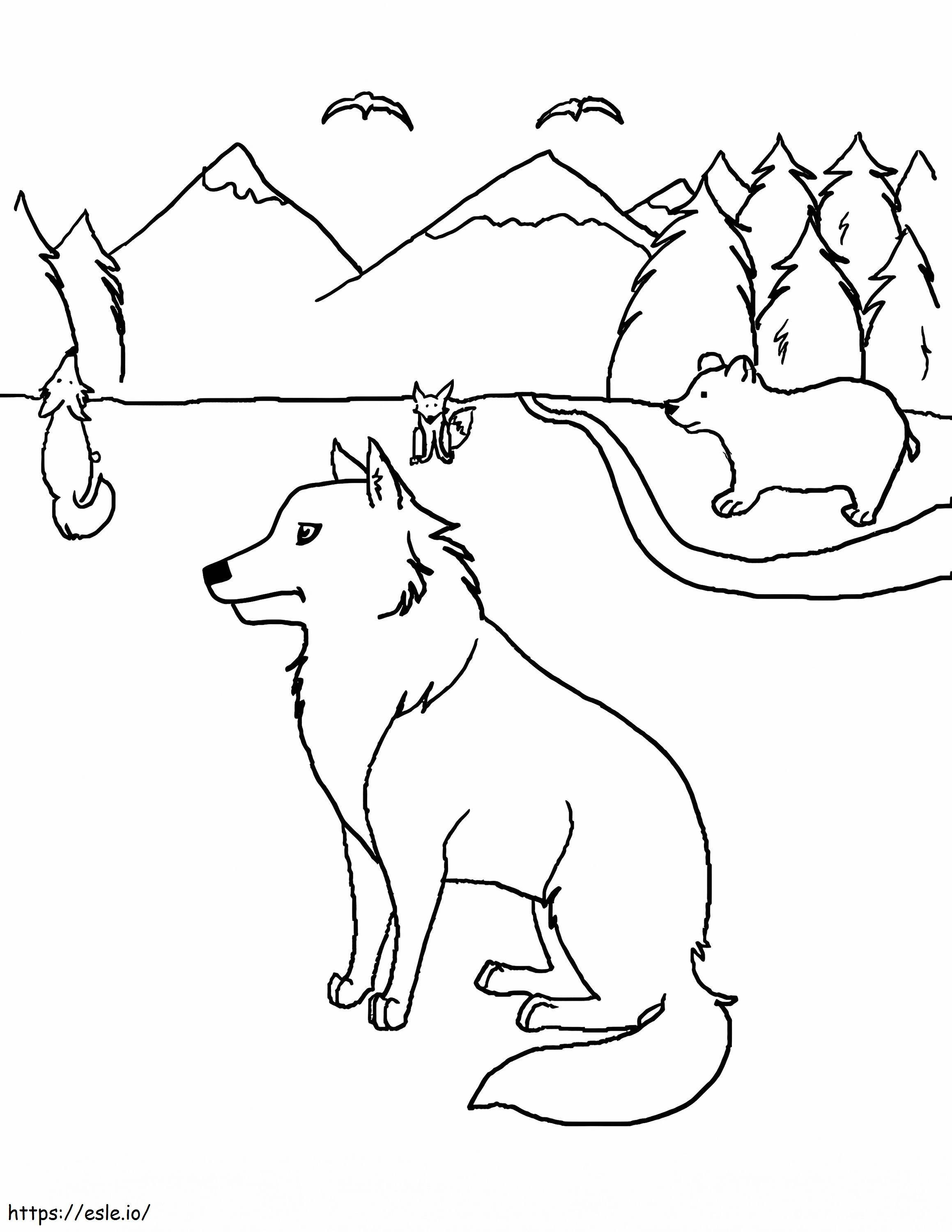 Coloriage Coyote et ours à imprimer dessin