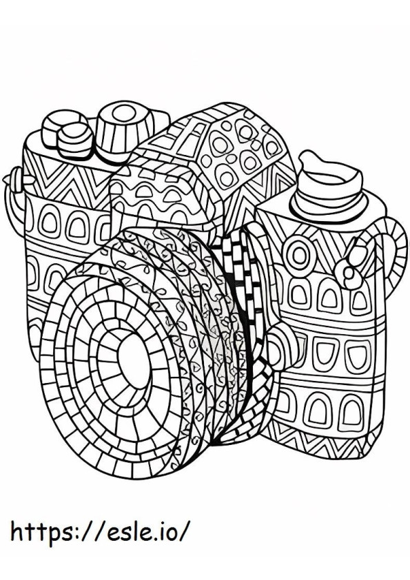 Zentangle-camera kleurplaat