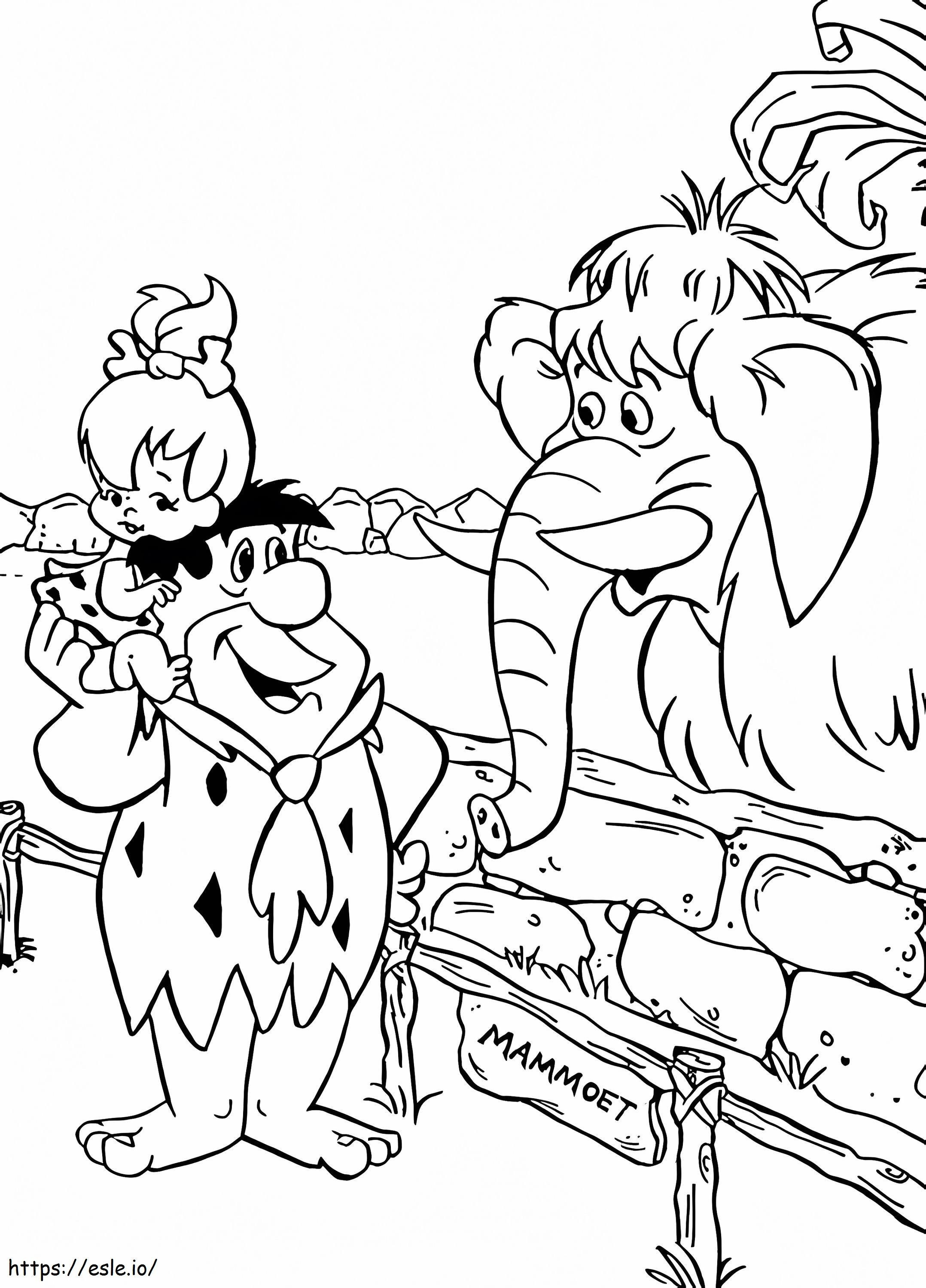 Fred Flintstones Goes To The Zoo coloring page