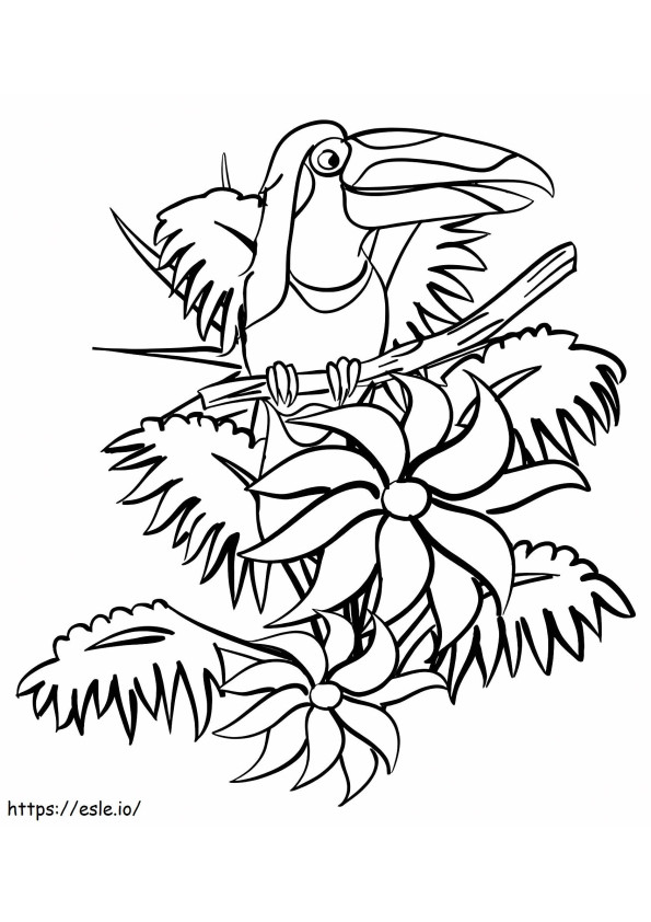 Coloriage Toucan dans la jungle à imprimer dessin