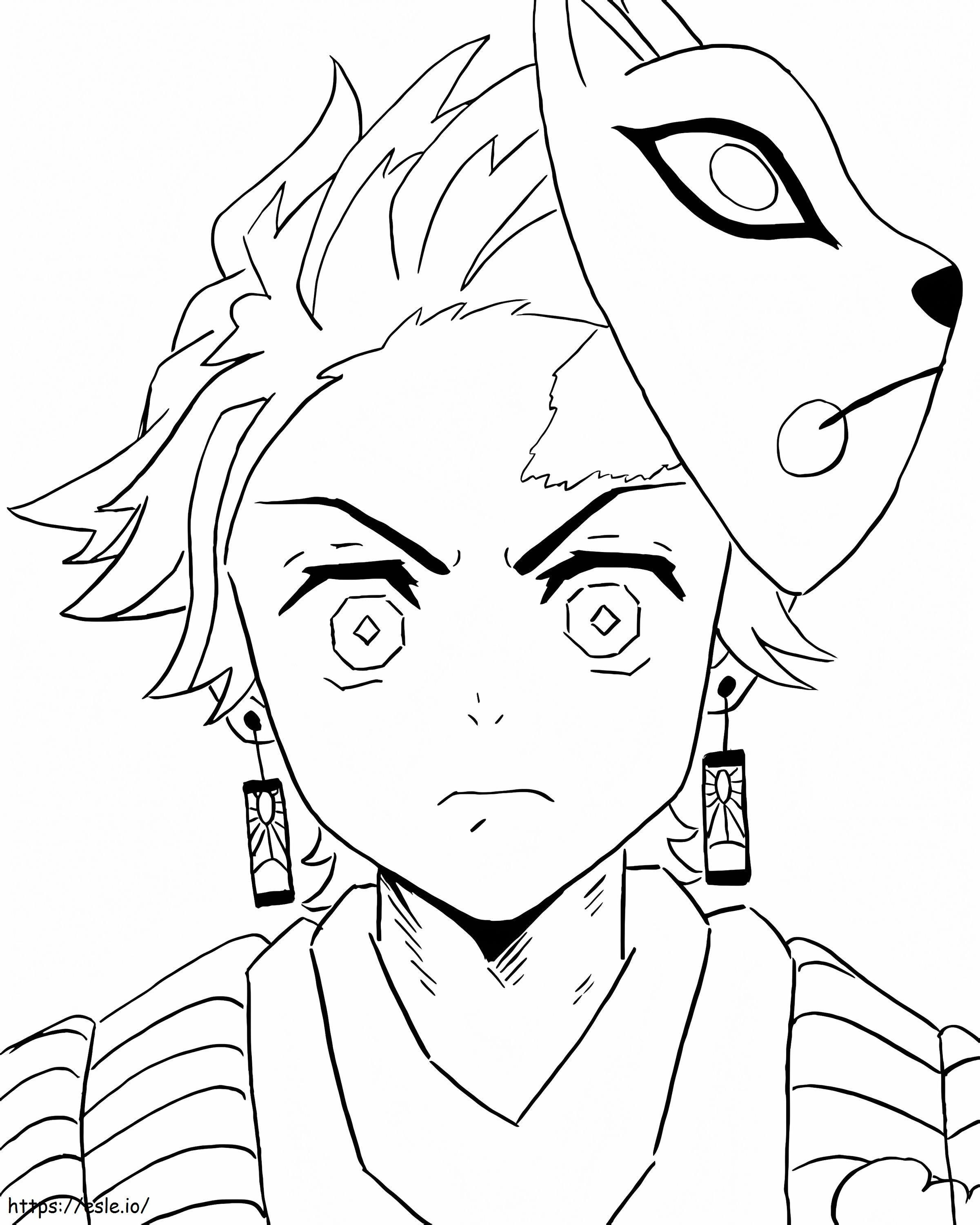 Angry Tanjiro coloring page