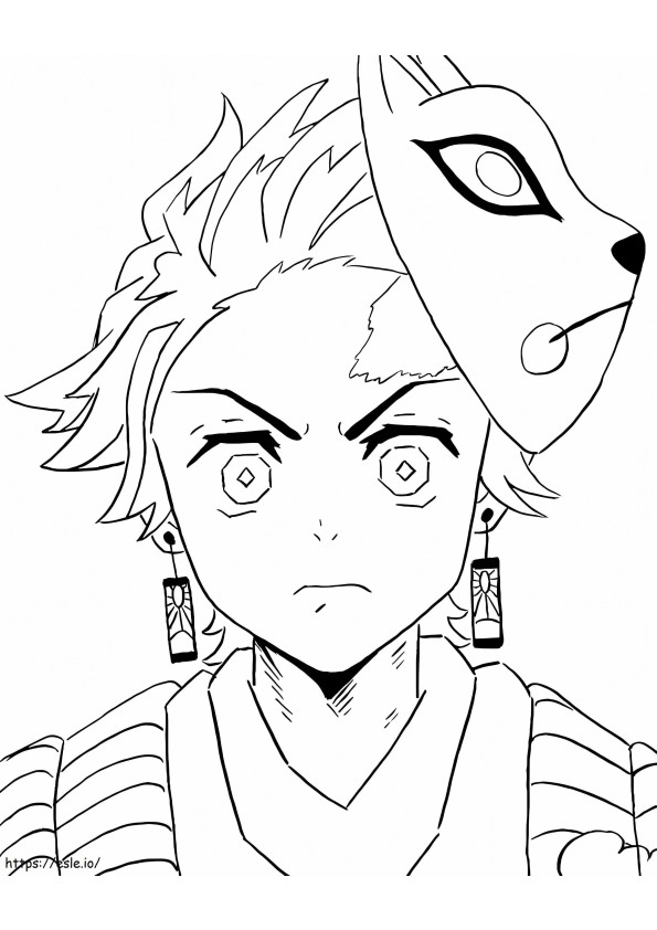 Angry Tanjiro coloring page