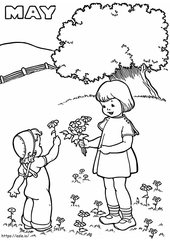 Two Of May Girl With Flower coloring page