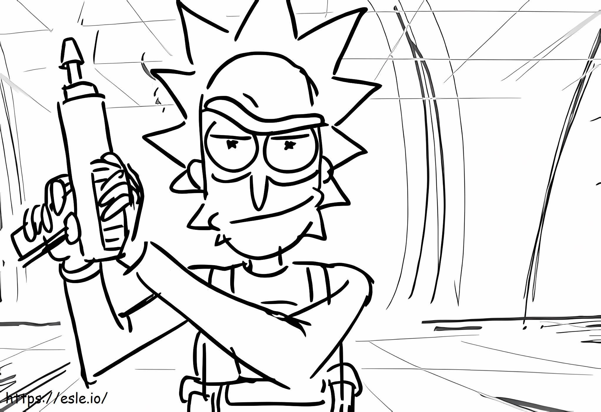 Rick With A Gun coloring page