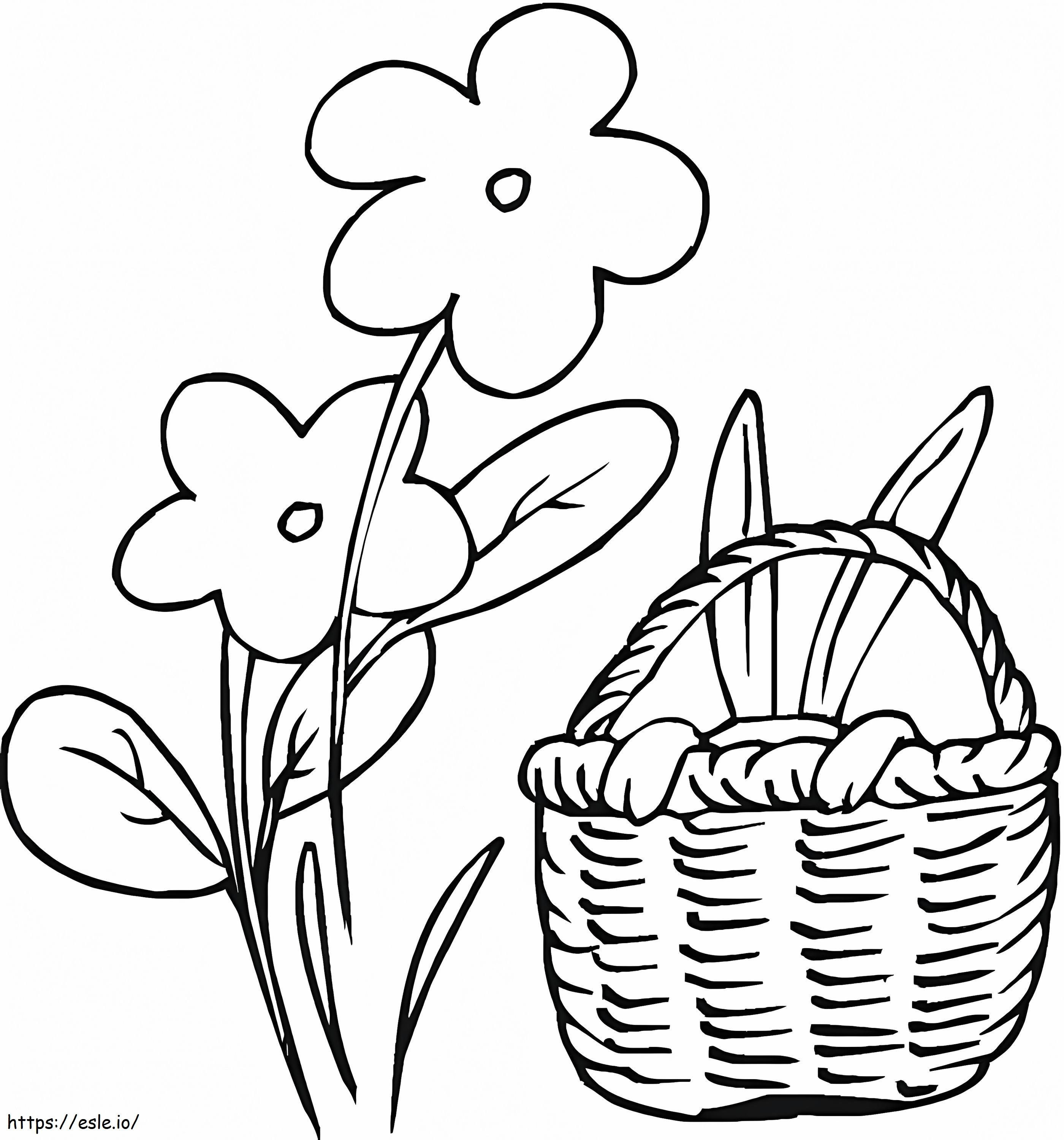 Flower With Easter Basket coloring page