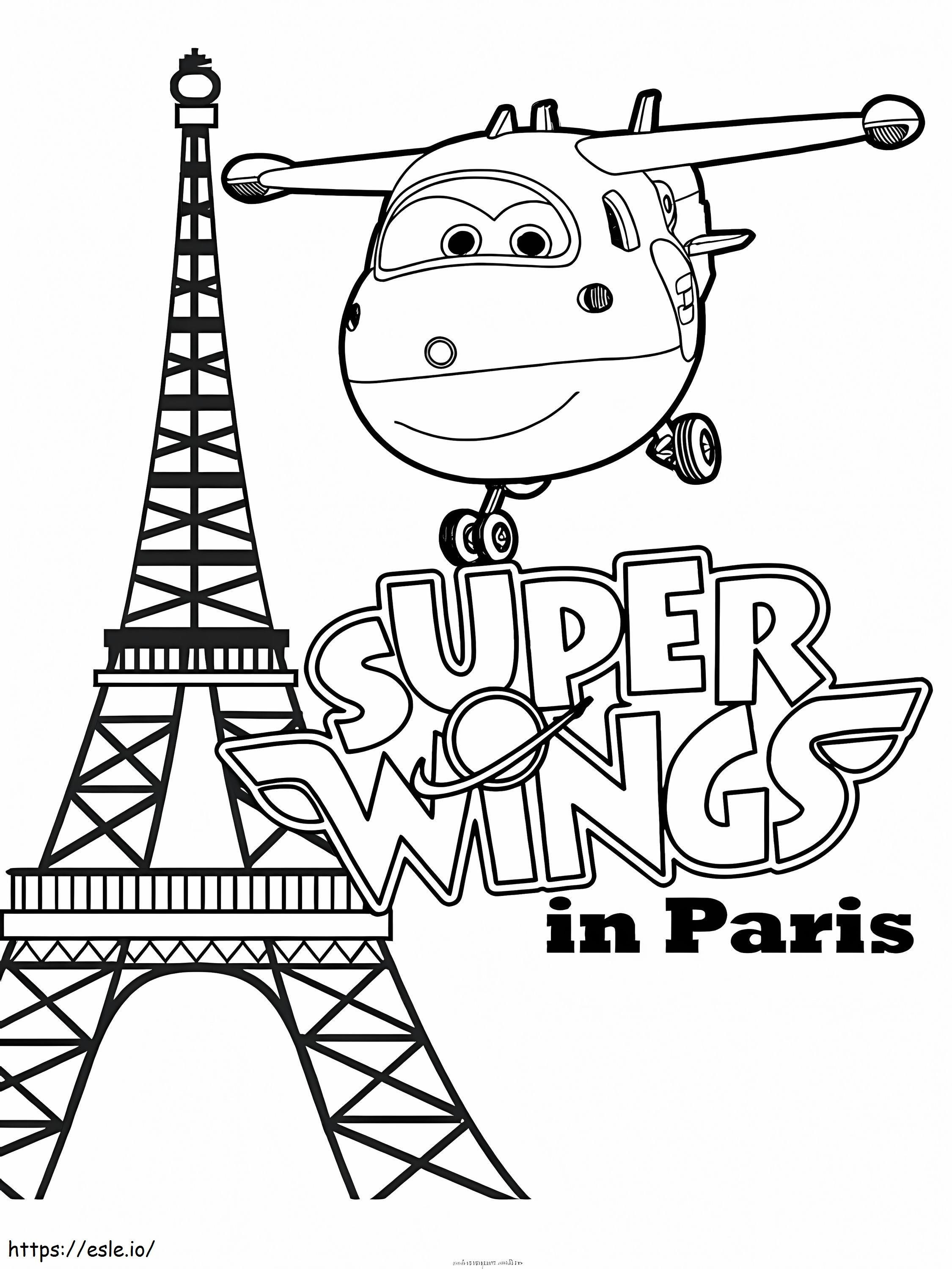 Super Wings Jett na cidade de Paris para colorir