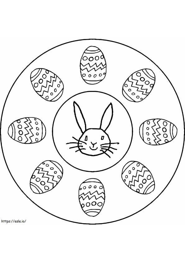 Mandala Pascua Con Conejo para colorear