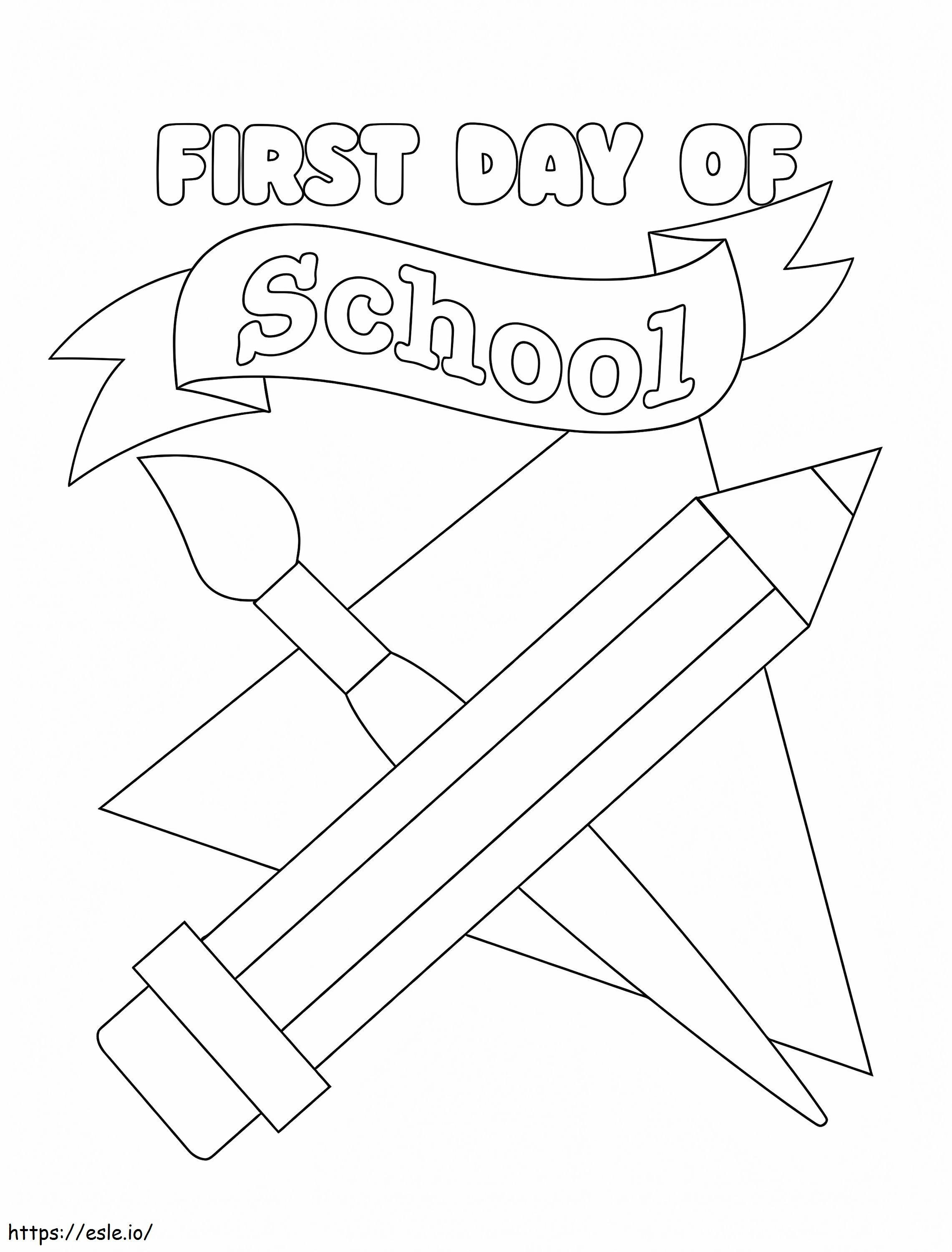 Eerste schooldag afdrukbaar kleurplaat kleurplaat