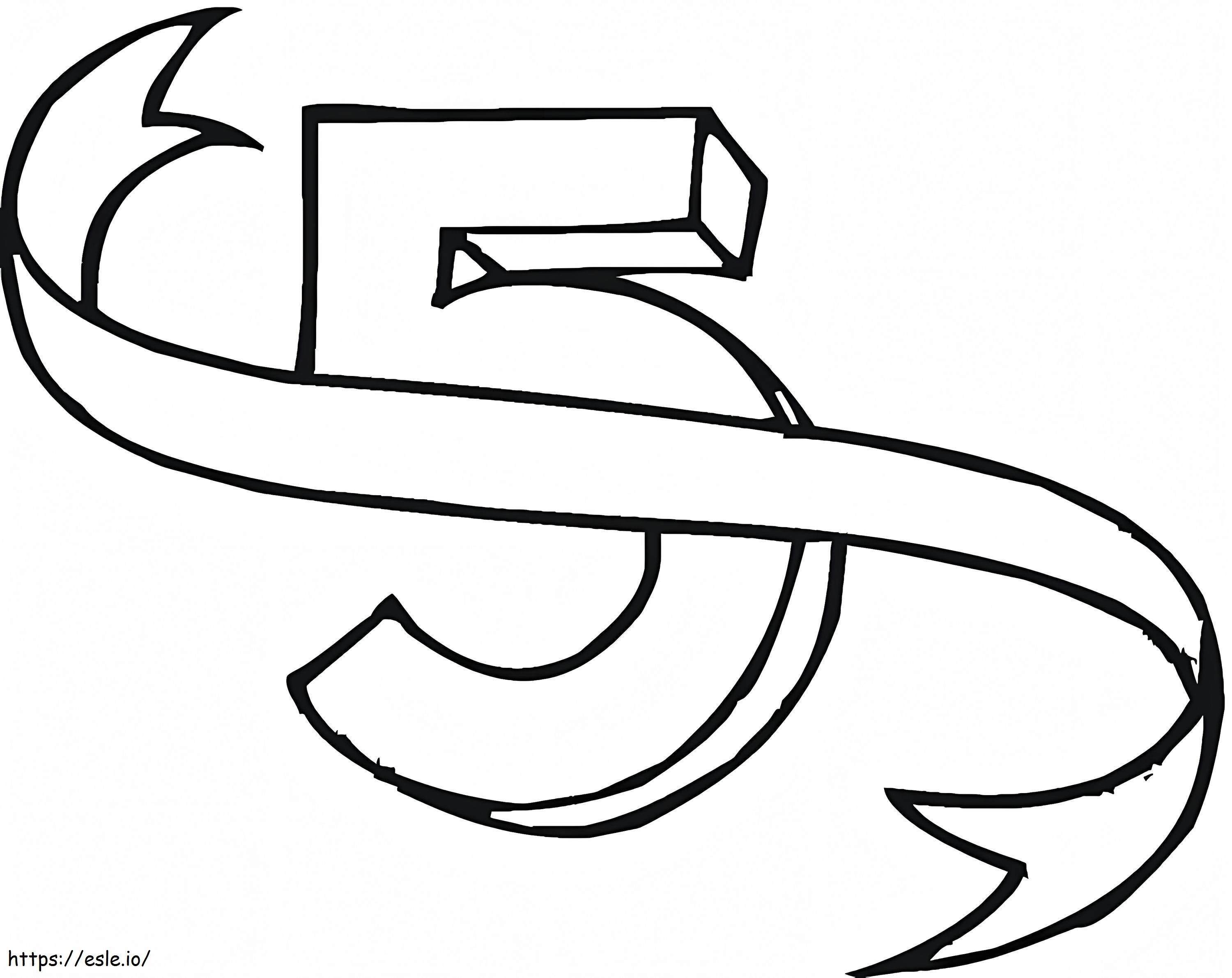 Ribbon Number 5 coloring page