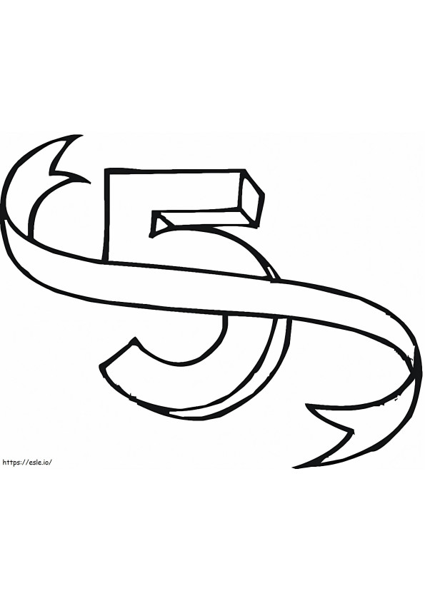 Ribbon Number 5 coloring page