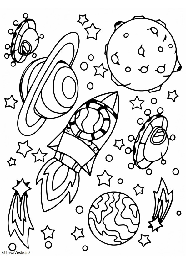 Spaceships And Rocket Exploration In Space coloring page