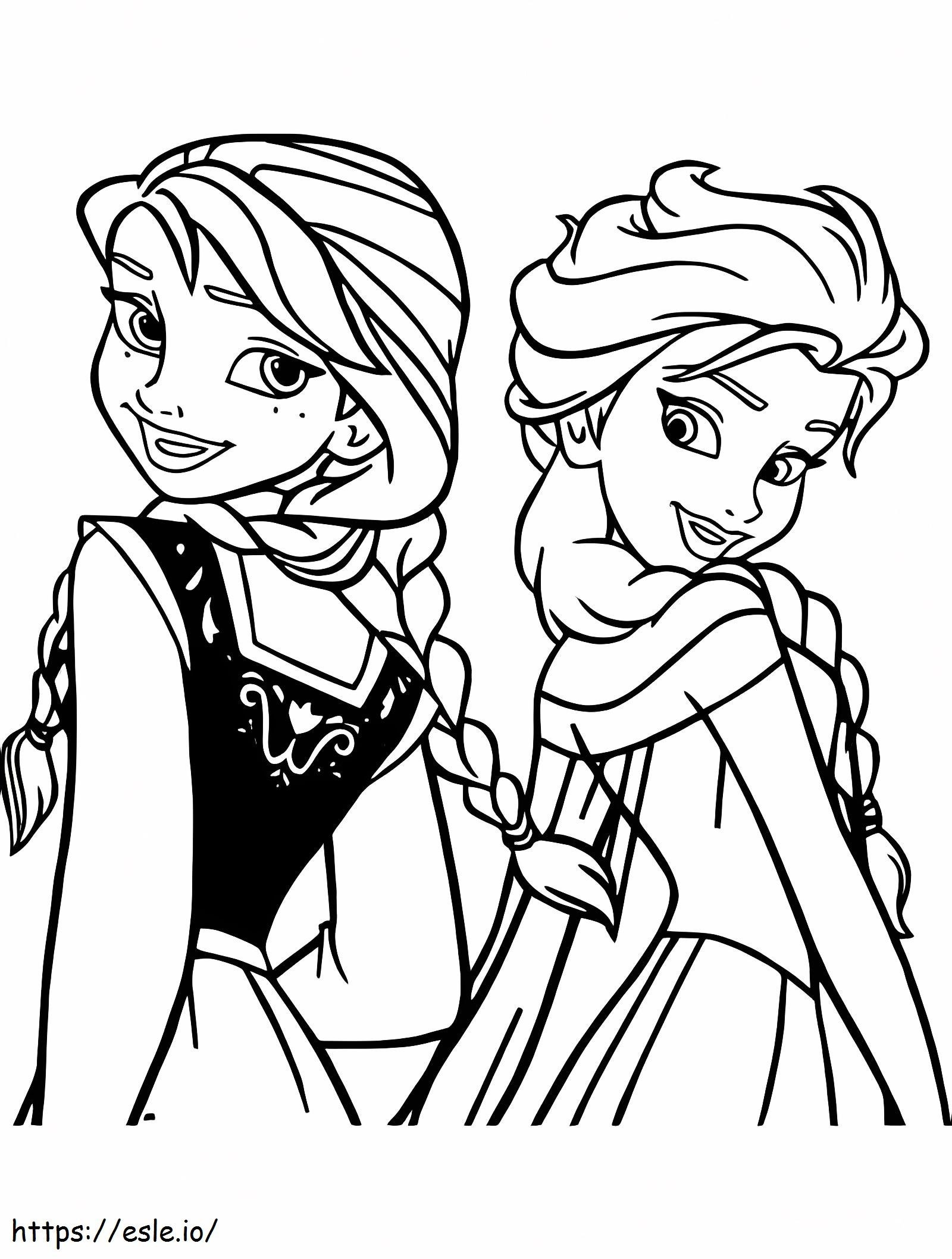 Elsa e Anna na Disney para colorir