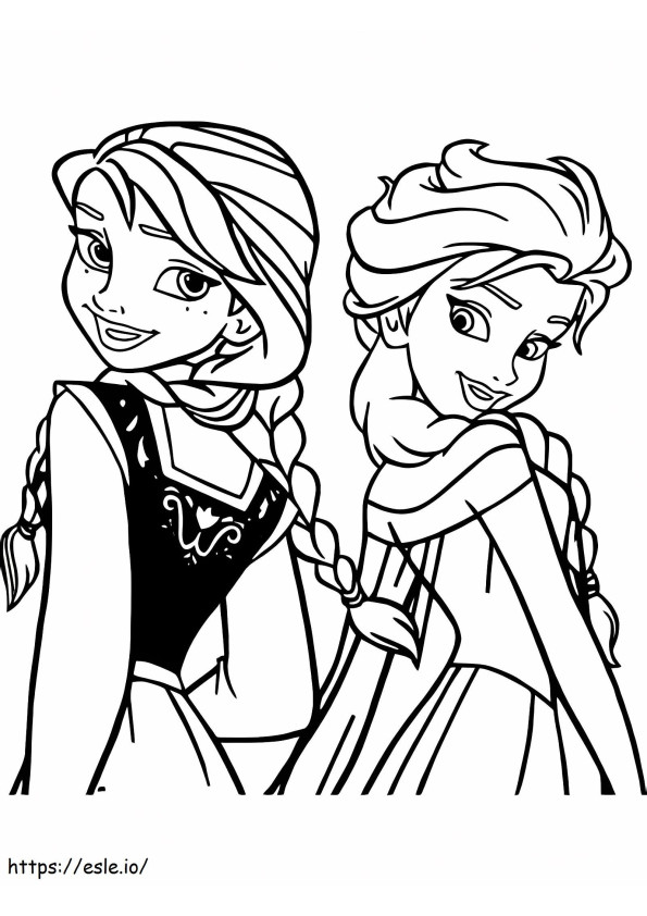 Elsa And Anna In Disney coloring page