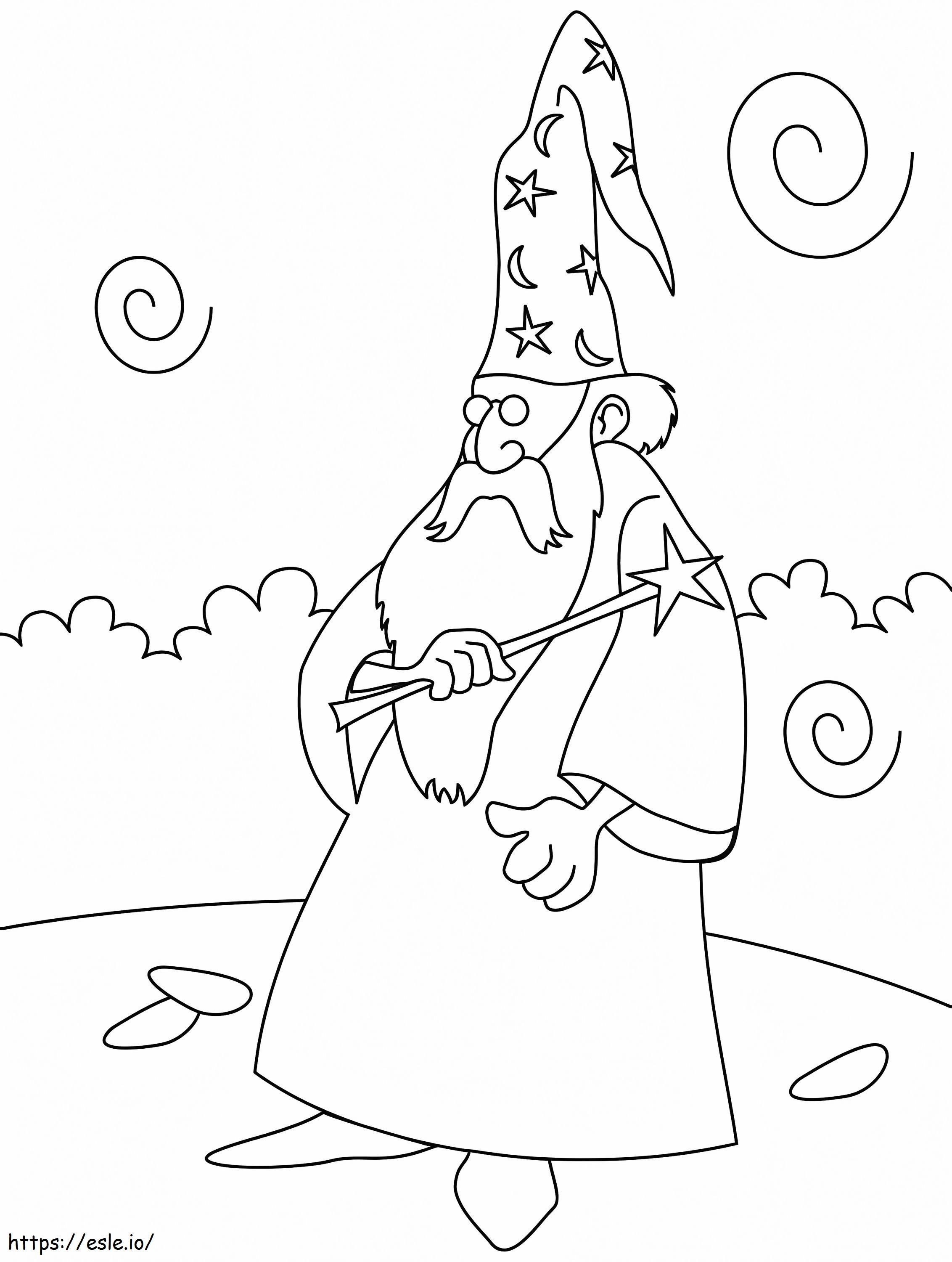 Wizard With Magic Wand coloring page