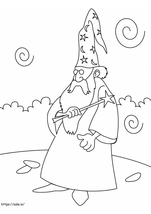 Wizard With Magic Wand coloring page