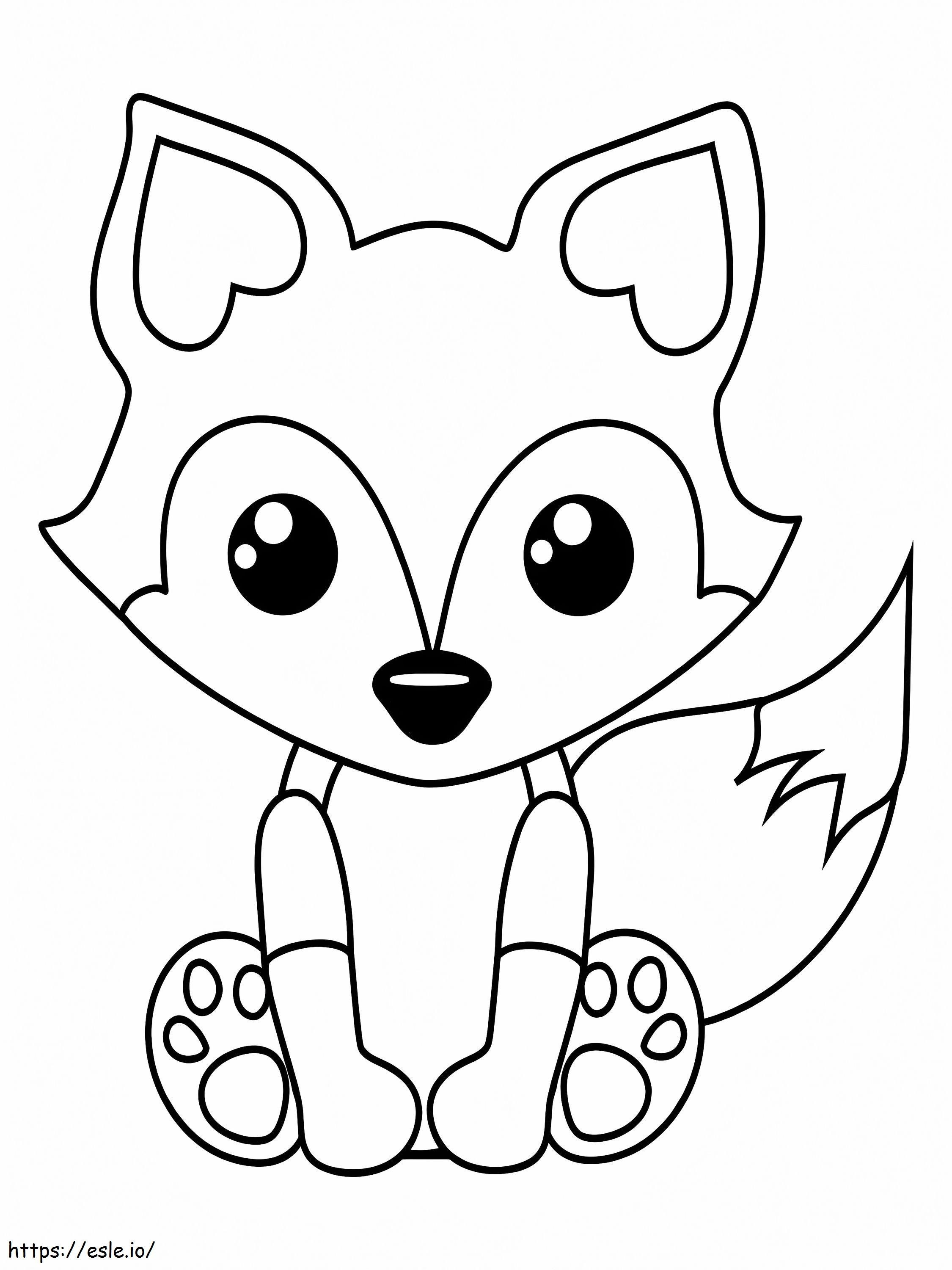 Cute Fox Duduk Gambar Mewarnai