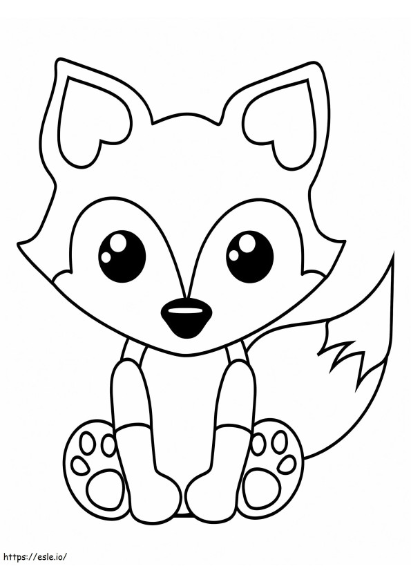 Cute Fox Duduk Gambar Mewarnai
