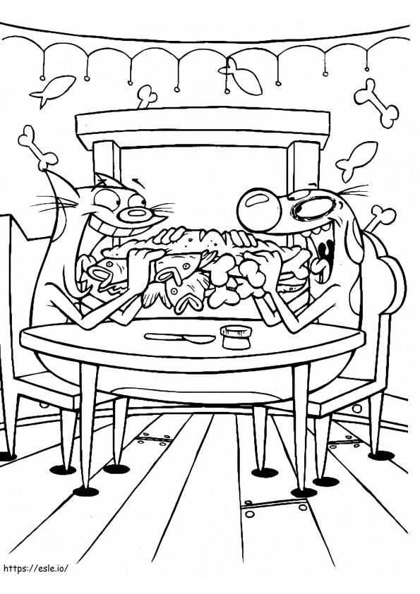 Catdog Eating Sandwich coloring page