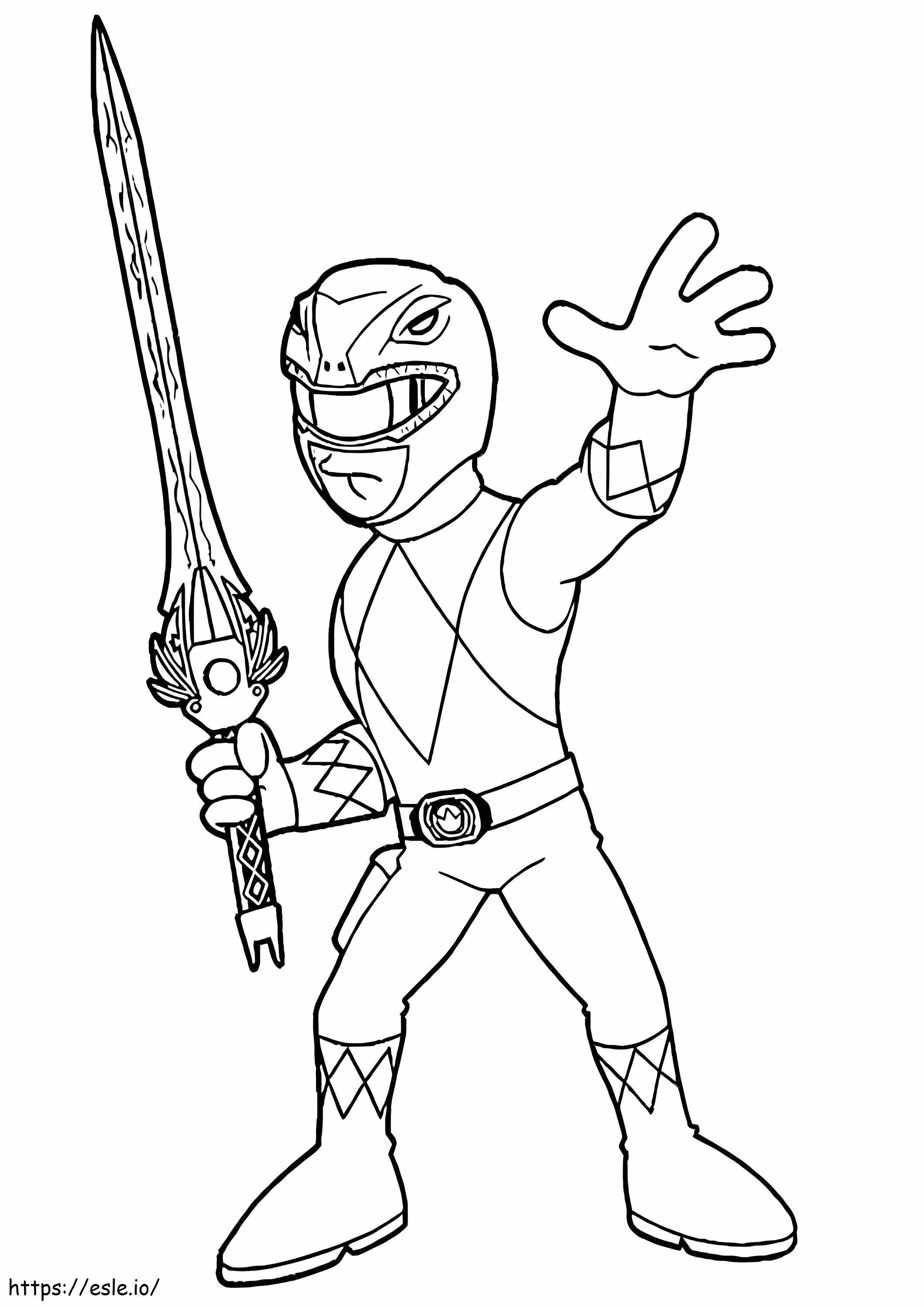 Coloriage Power Ranger avec épée à imprimer dessin