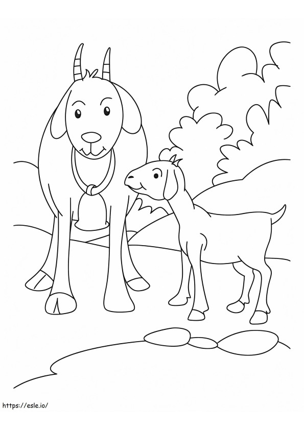 Goat Mother And Son coloring page