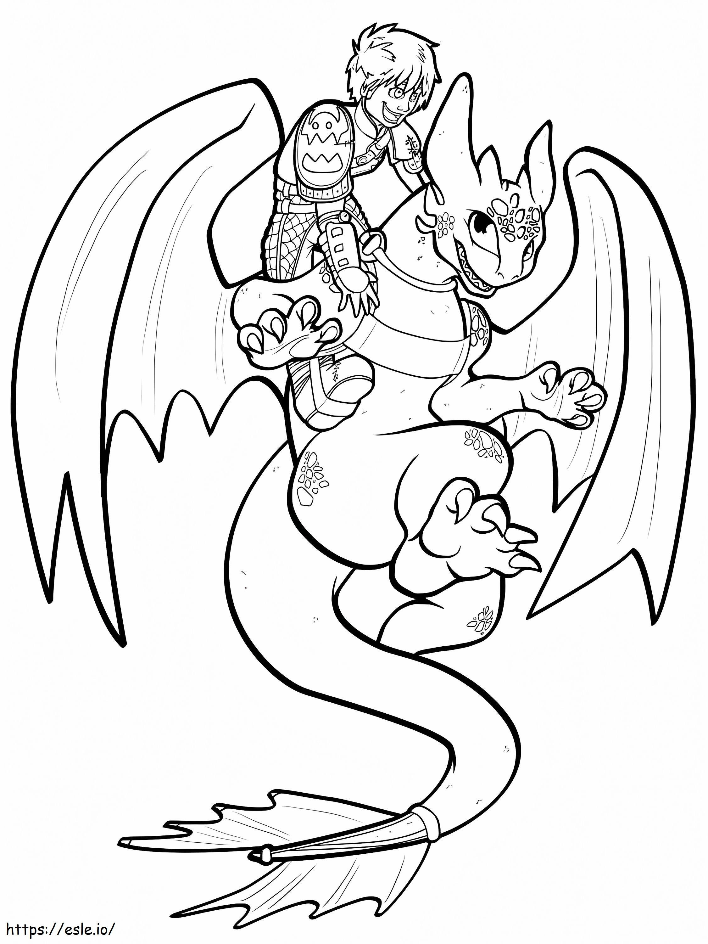 Hiccup Smiling With Toothless coloring page