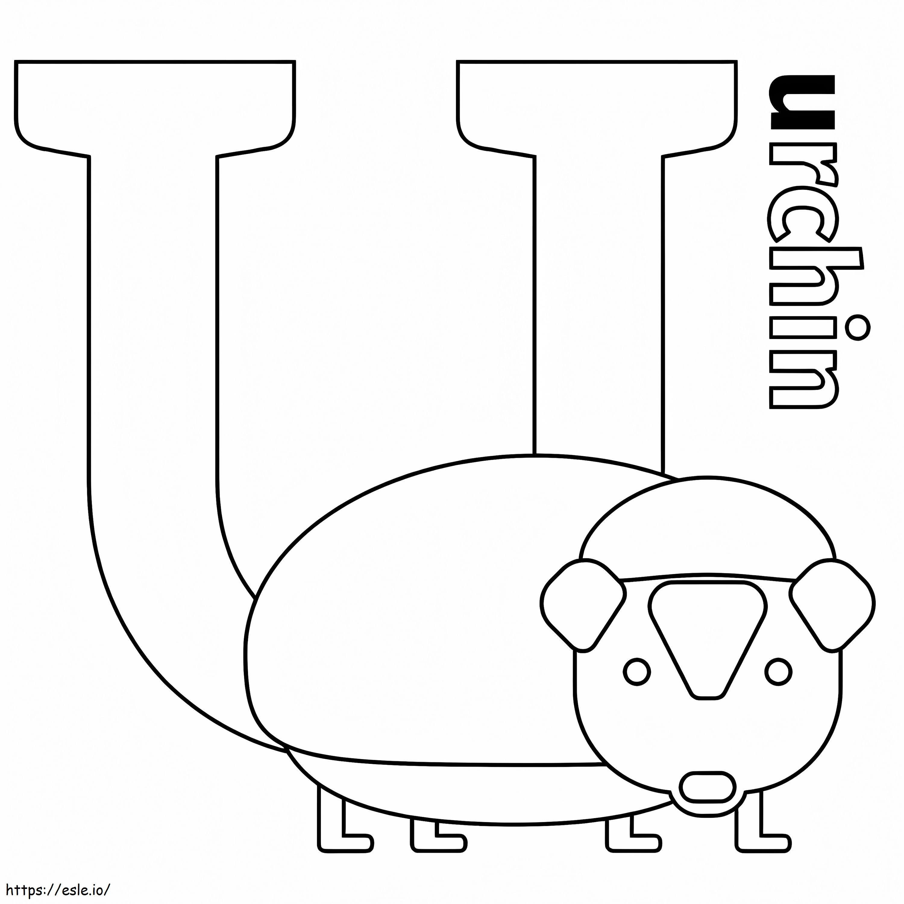Urchin Letter U coloring page