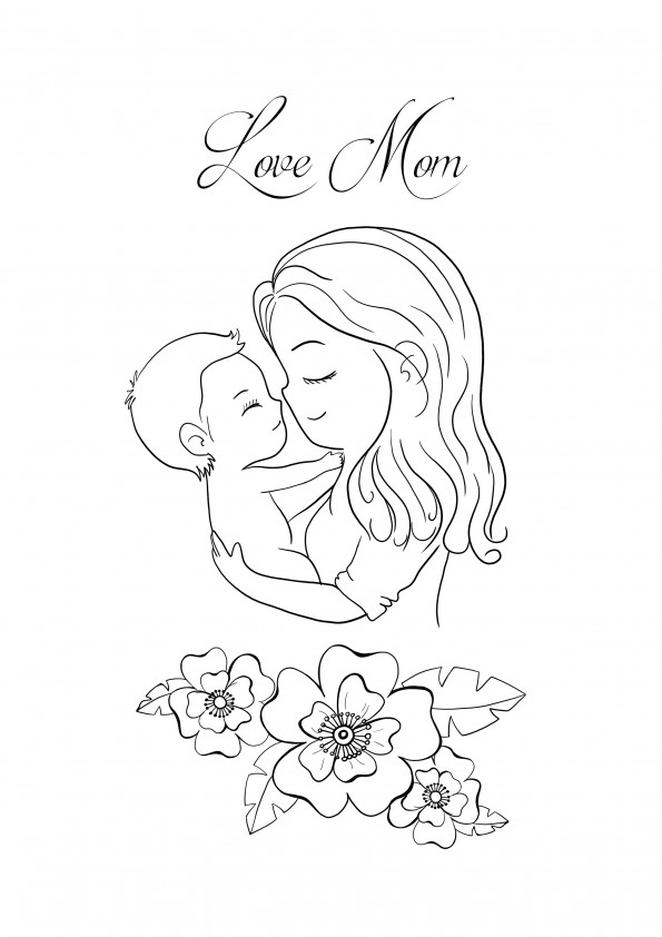 beautiful love mom coloring and free printing sheet