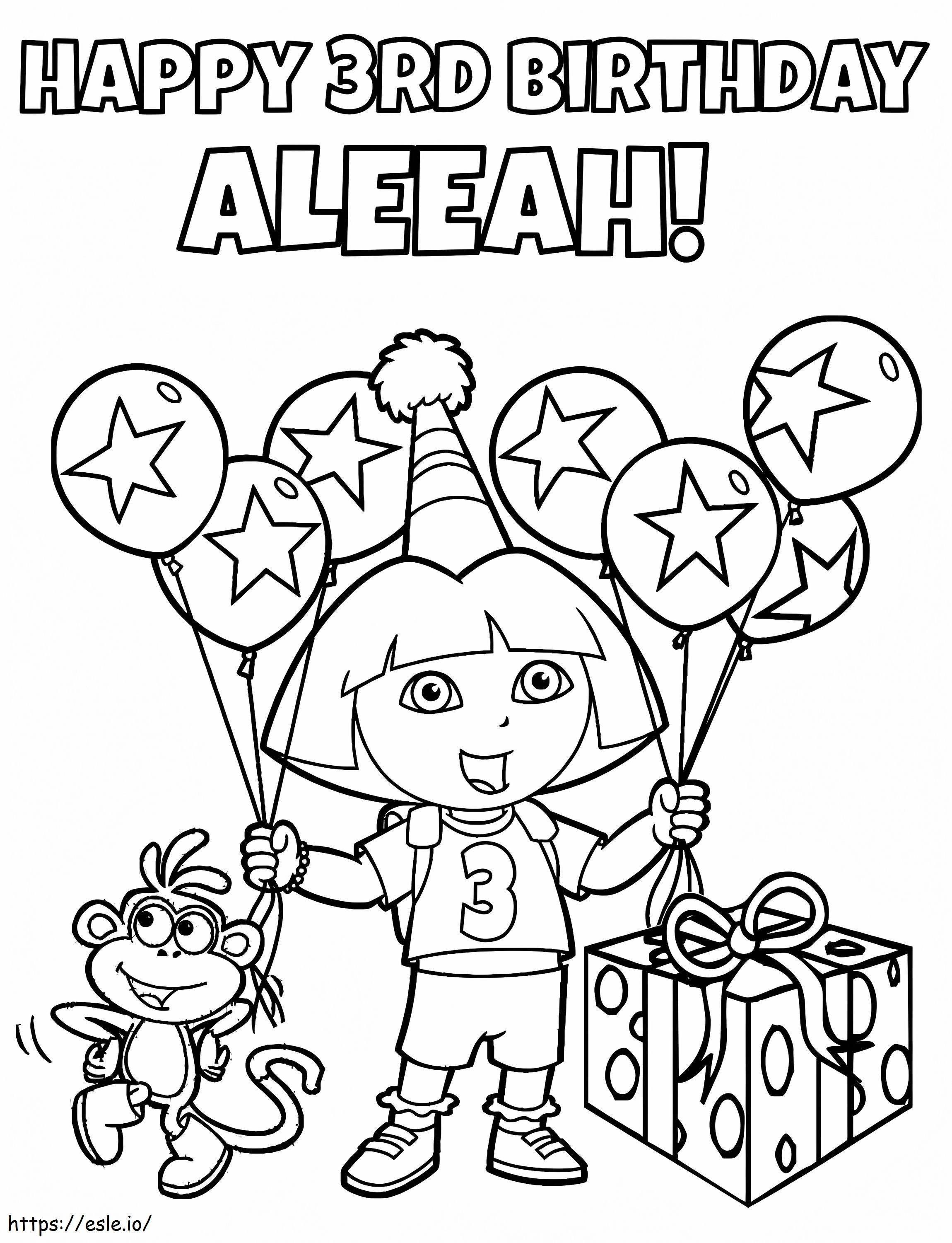 Dora no aniversário para colorir
