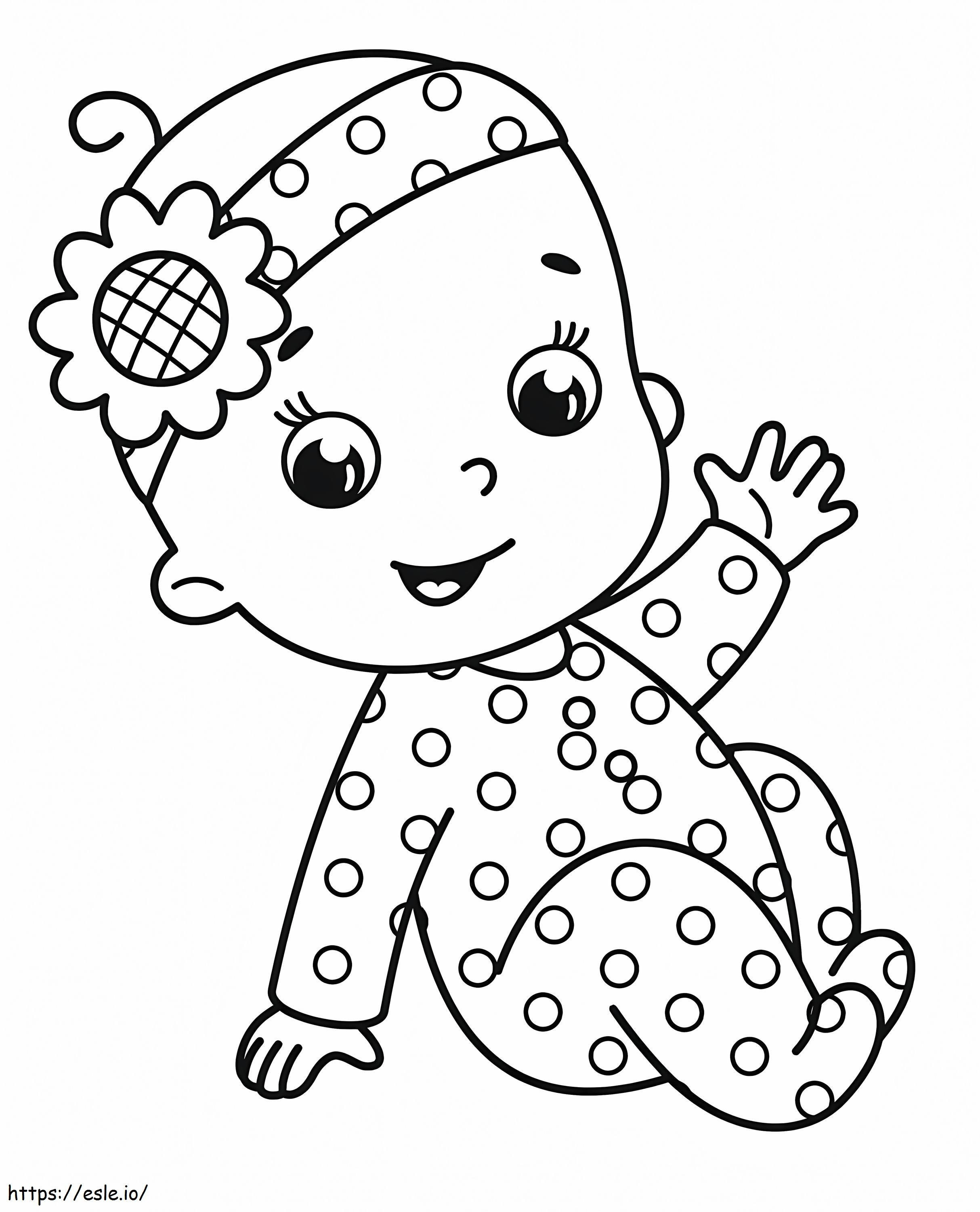 Coloriage Petite fille agitant la main à imprimer dessin