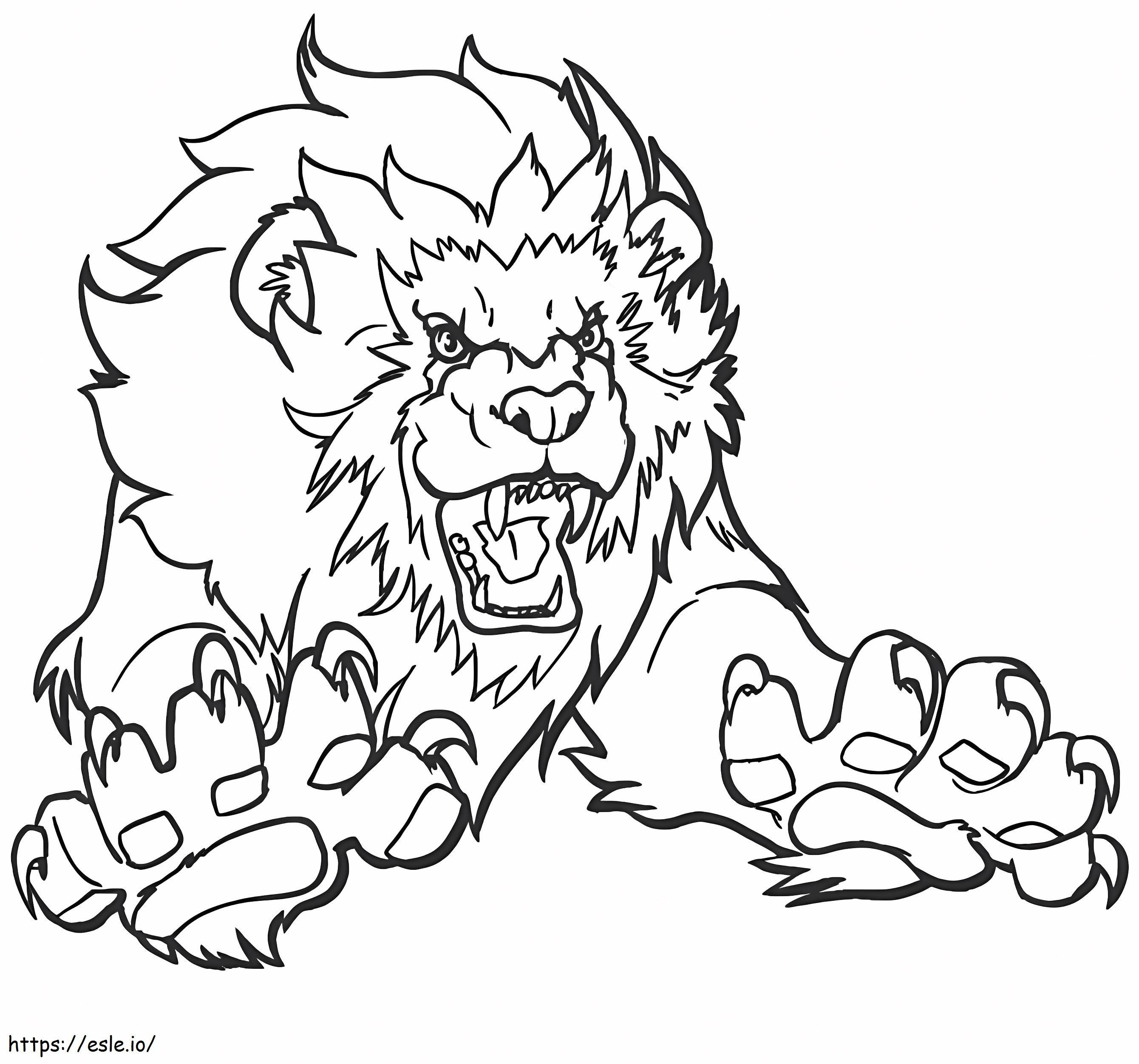 Lion Attacking coloring page