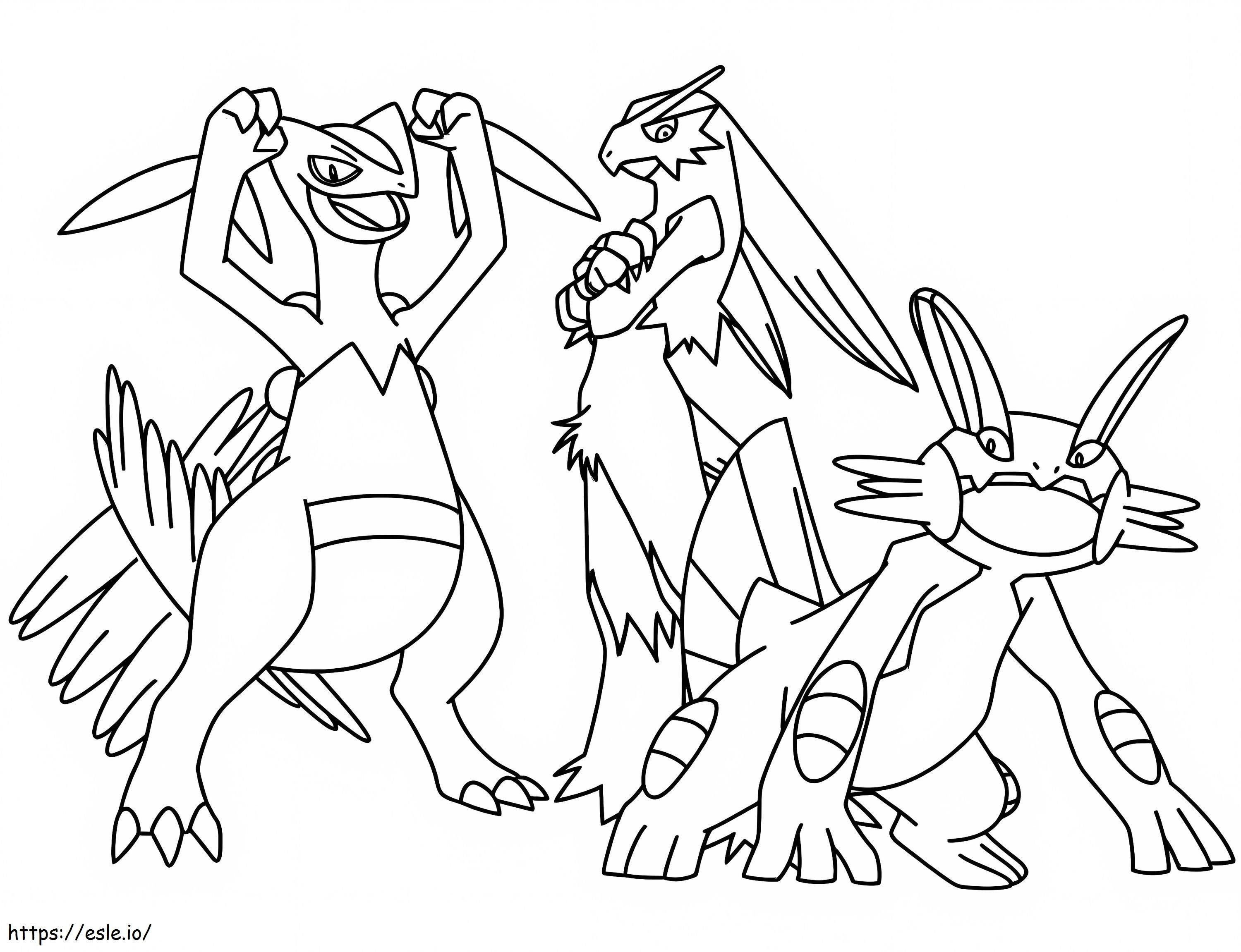 Pokemon Blaziken And Team coloring page
