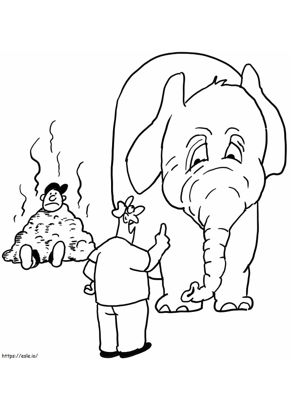 Coloriage Éléphant drôle et gros caca à imprimer dessin