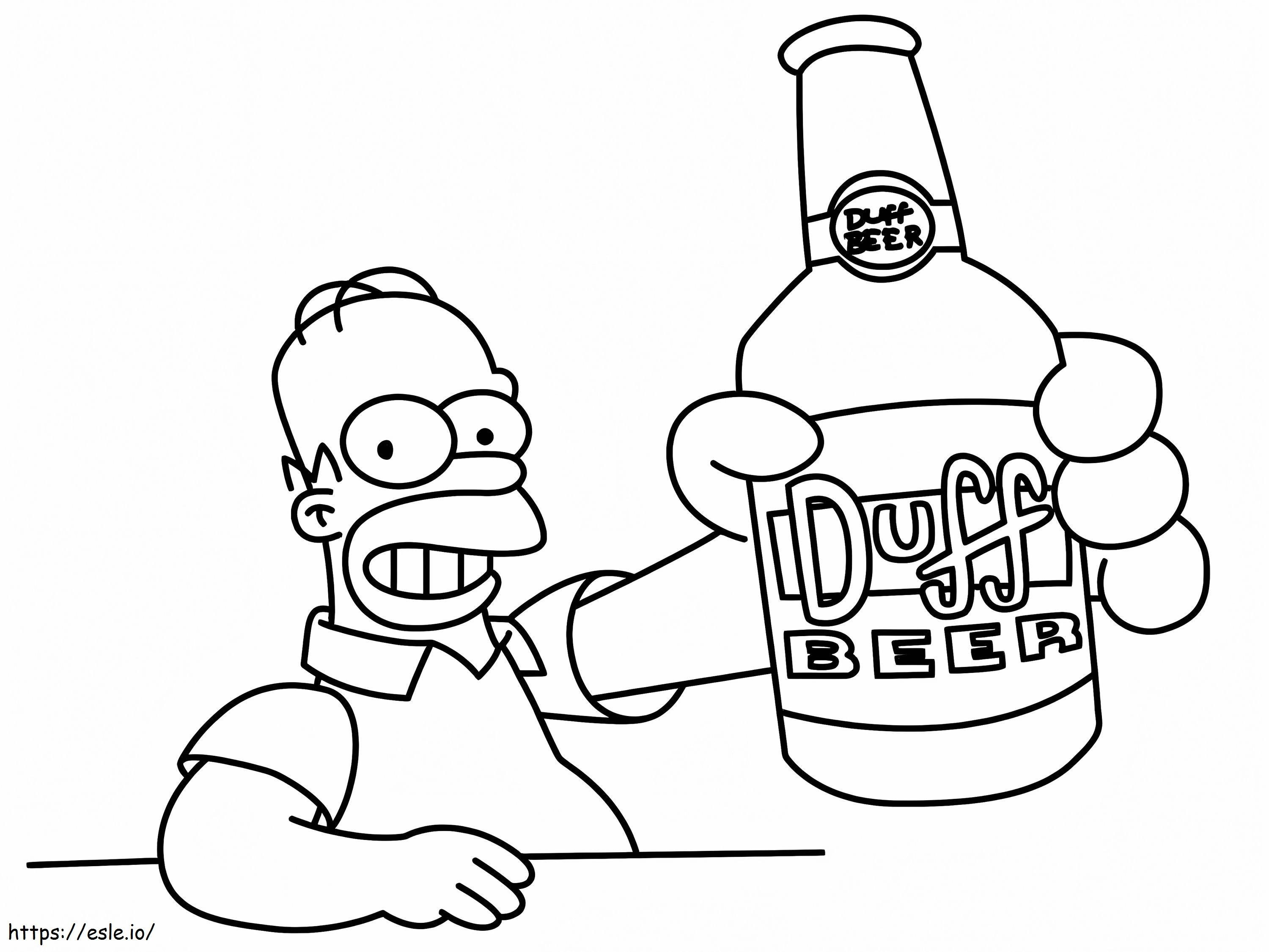 Coloriage Homer Simpson en train de boire à imprimer dessin