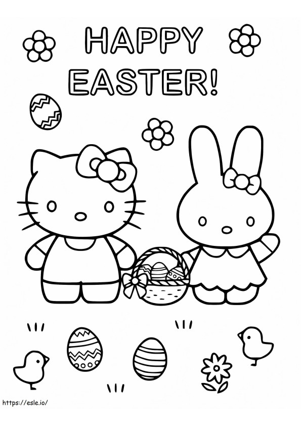 Coloriage Bonjour Kitty à Pâques à imprimer dessin