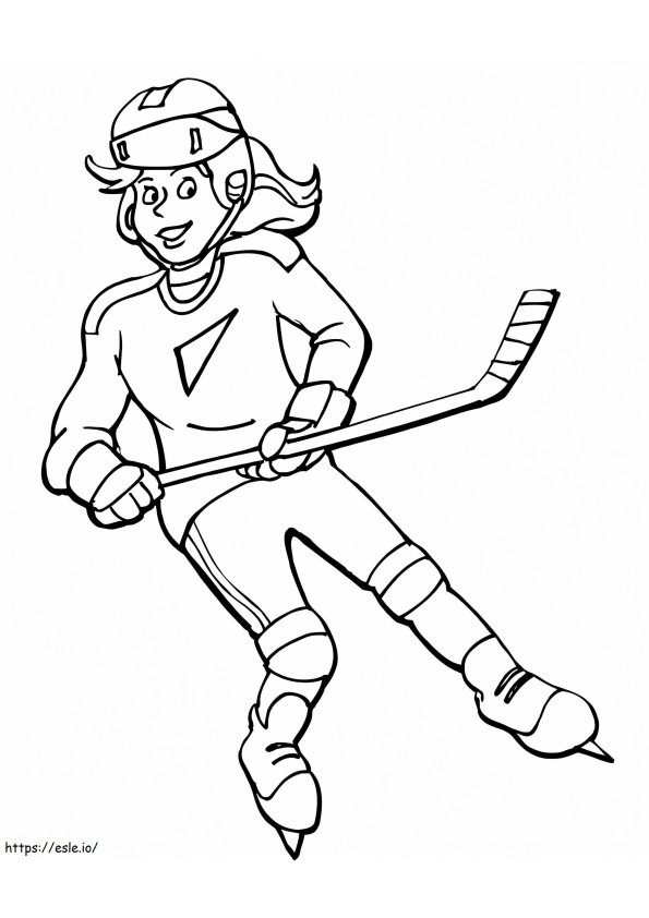 Coloriage rigolote, girl, jouer hockey à imprimer dessin