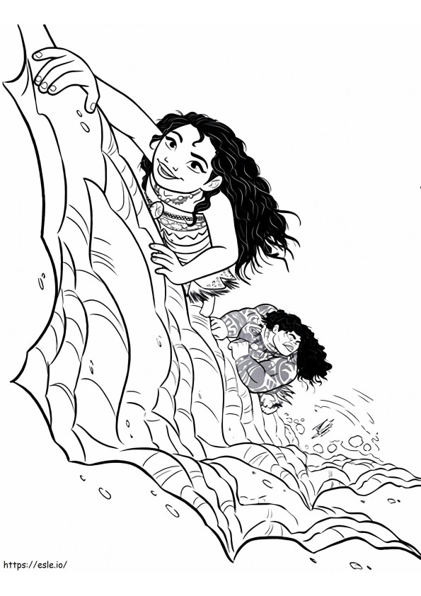 モアナとマウイの登山 ぬりえ - 塗り絵