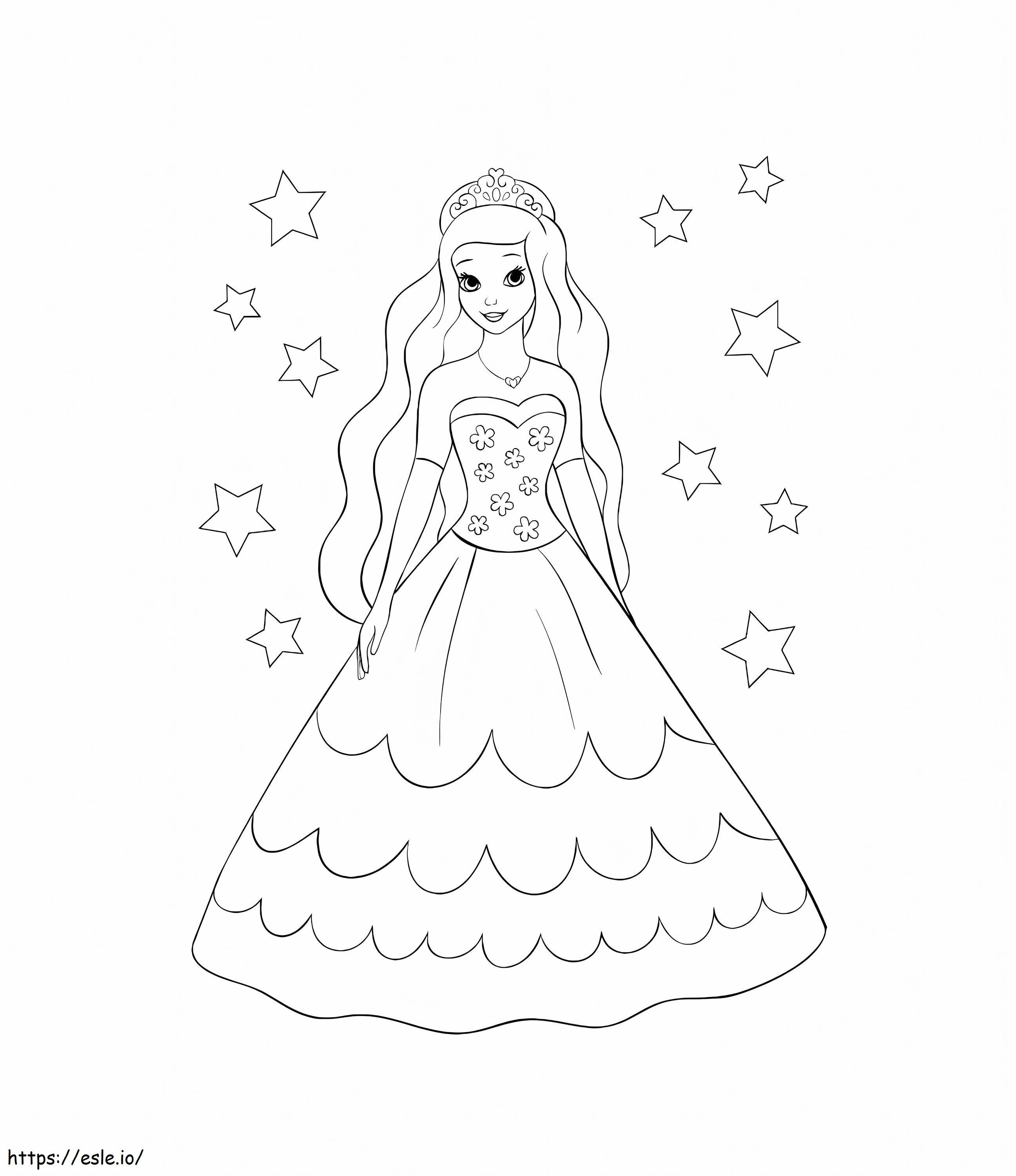 Coloriage Princesse des étoiles à imprimer dessin
