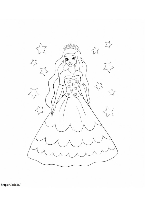 Tähtiprinsessa värityskuva