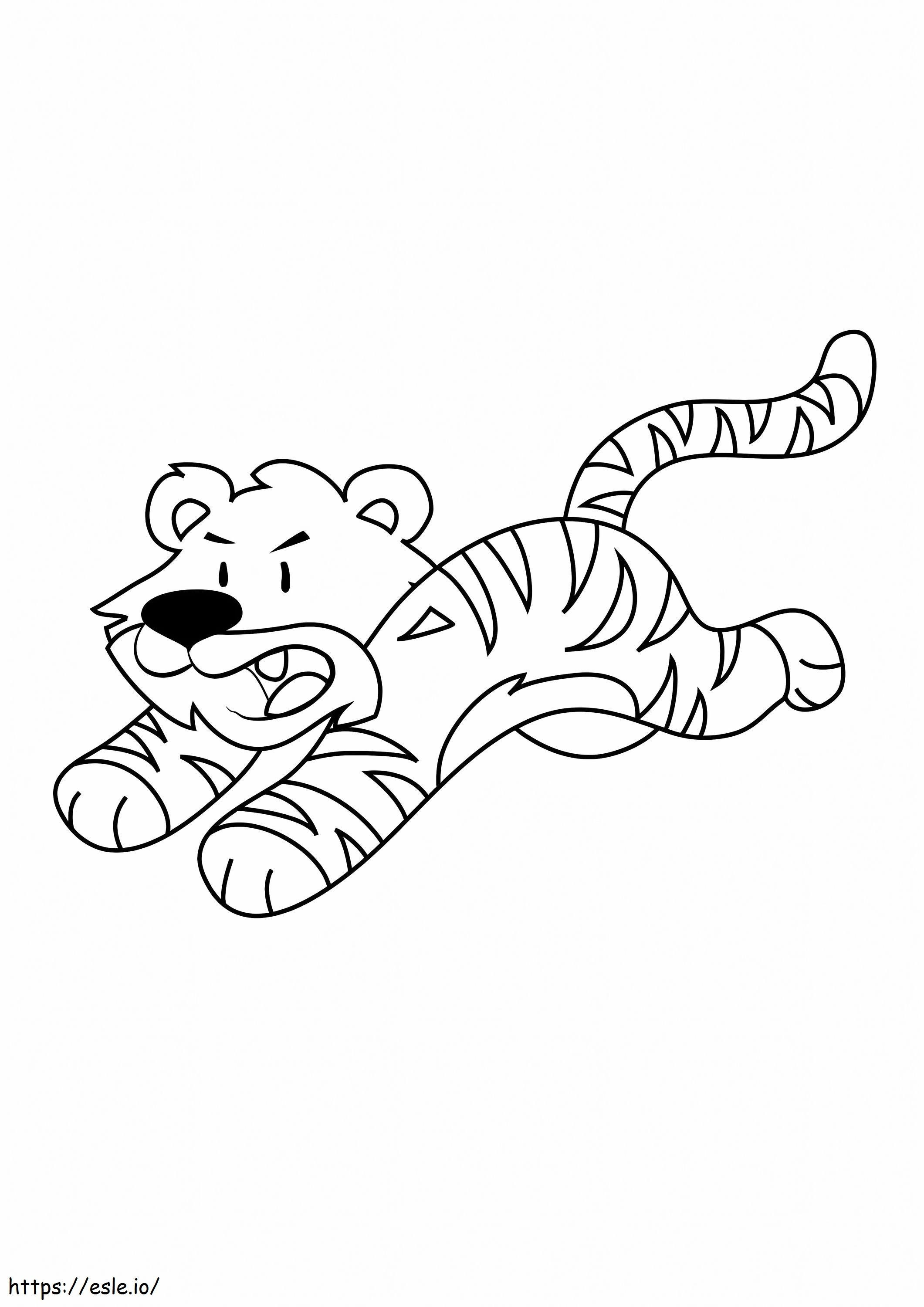 Cartoon tijger uitgevoerd kleurplaat kleurplaat