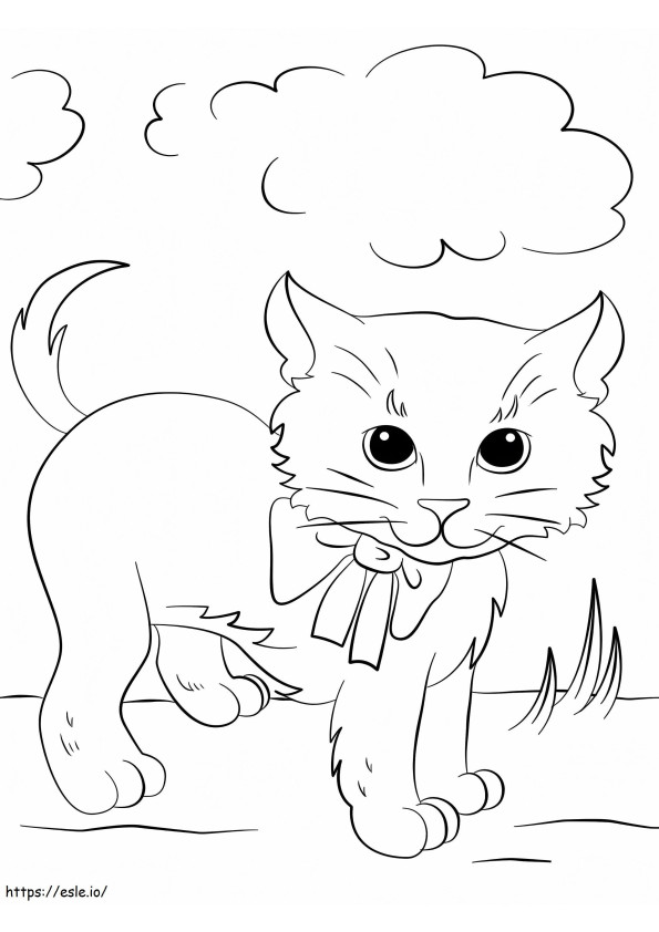  Pisicuță Drăguță Cu Papion de colorat