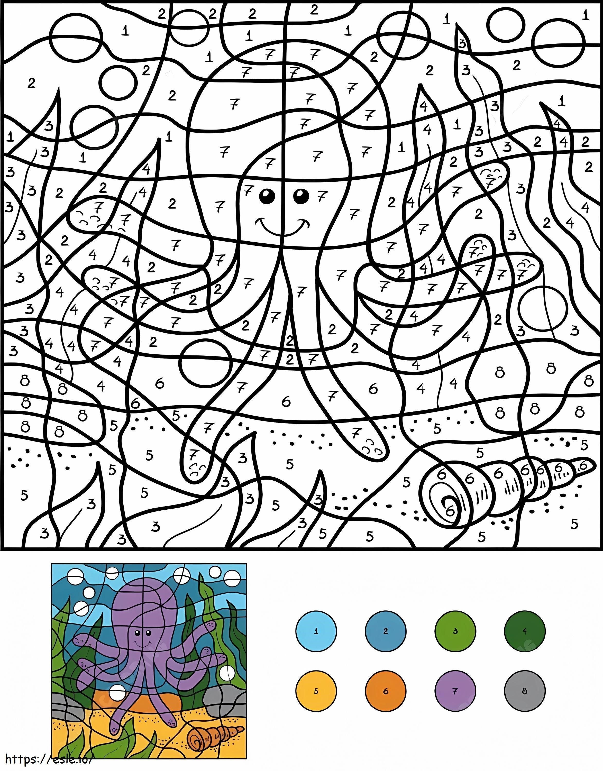 Caracatiță Culoare după număr de colorat