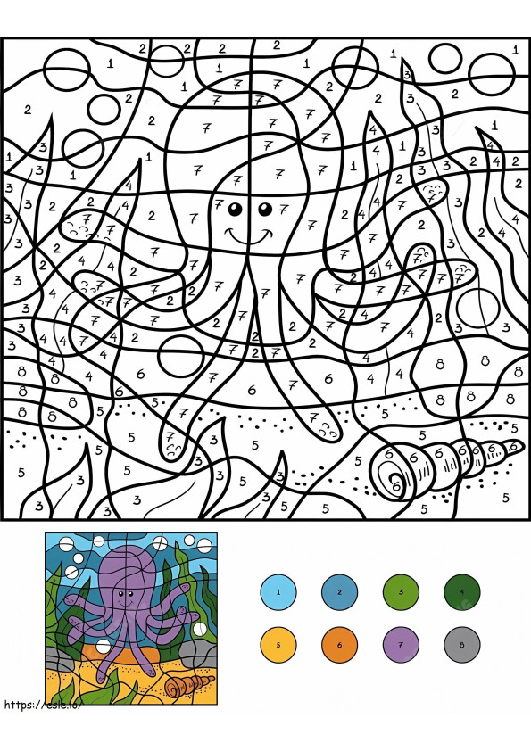 Octopus kleur op nummer kleurplaat