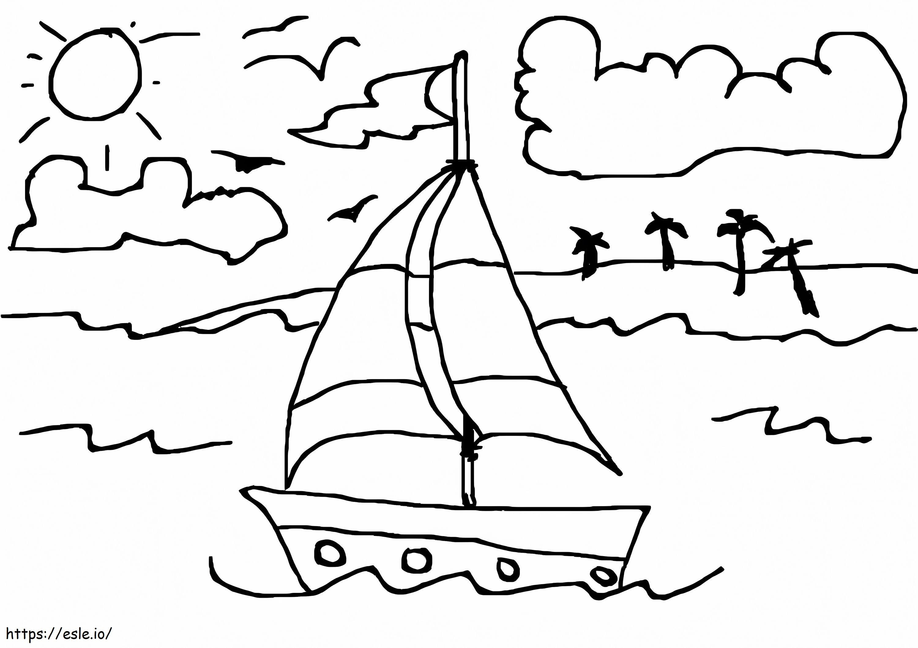 Sailboat In The Ocean coloring page