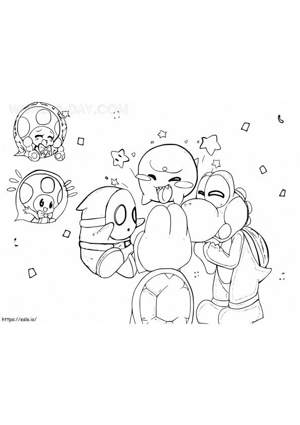 Yoshi And Shy Guy Mario coloring page