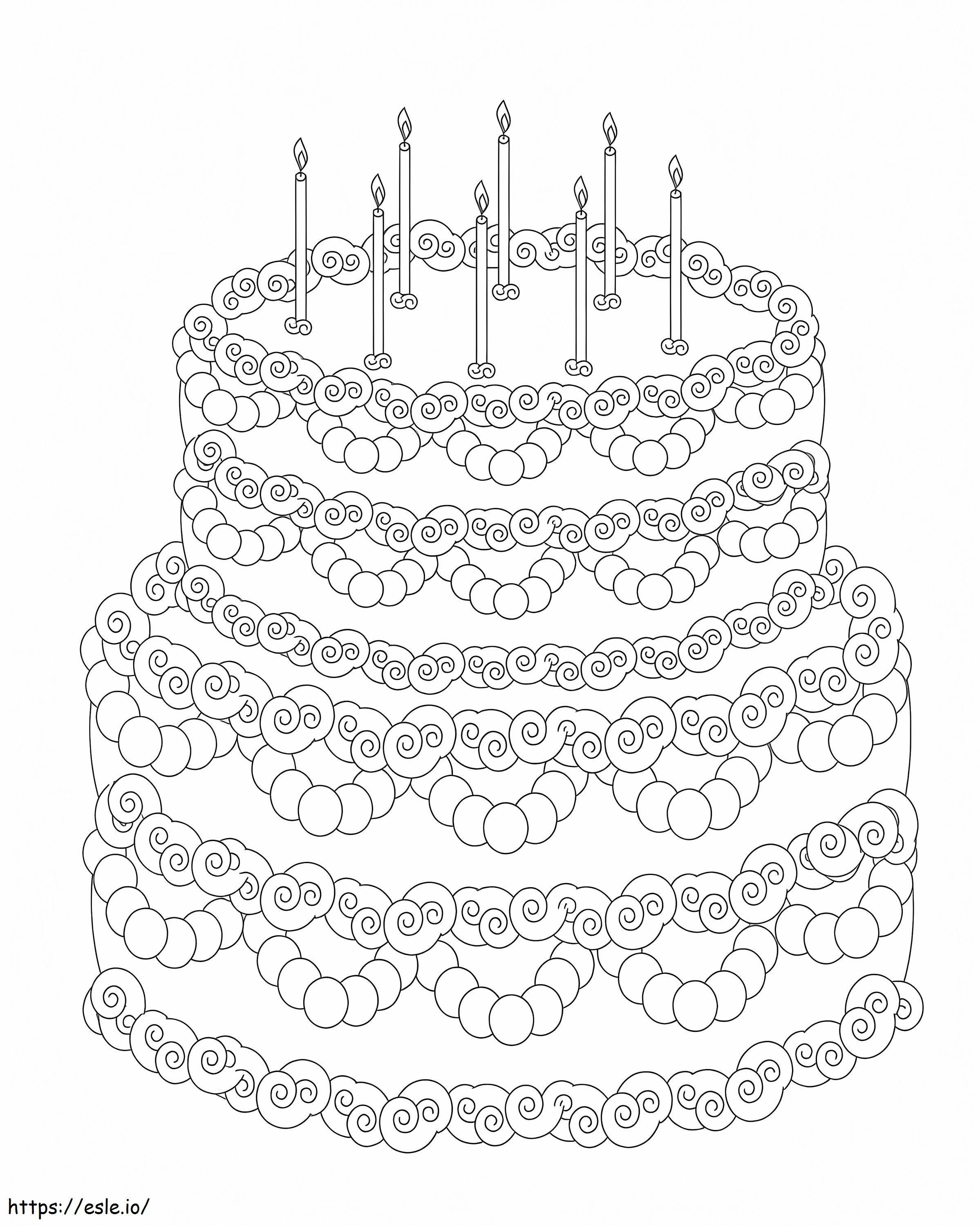 Tort Urodzinowy 5 kolorowanka