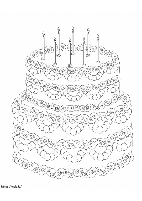 Coloriage Gâteau d'anniversaire 5 à imprimer dessin