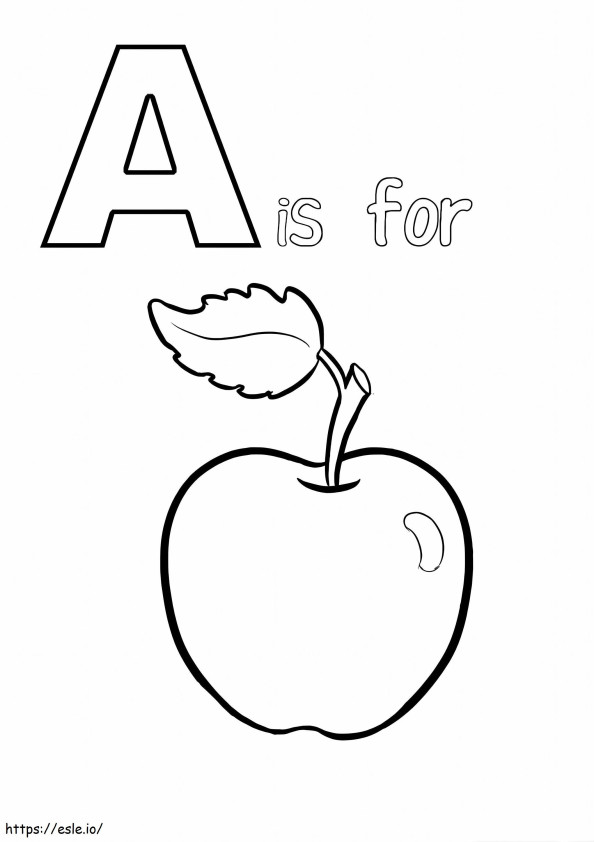A はリンゴのことです ぬりえ - 塗り絵