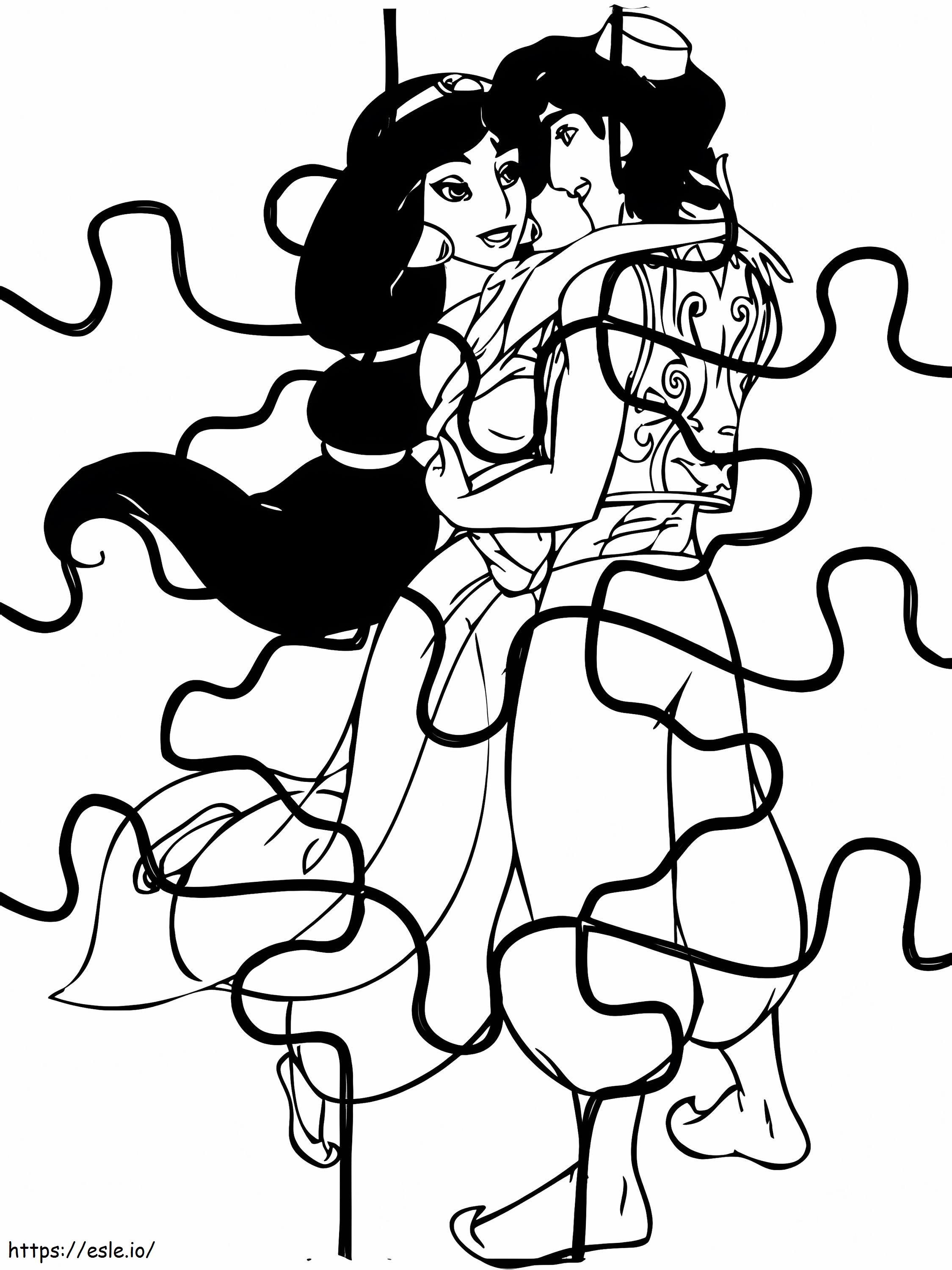 Aladdin Jigsaw Puzzle coloring page